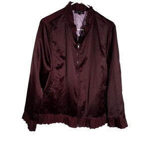 Lane Bryant Purple Ruffle Hem Full Zip Jacket Pockets Lined Sz 14/16